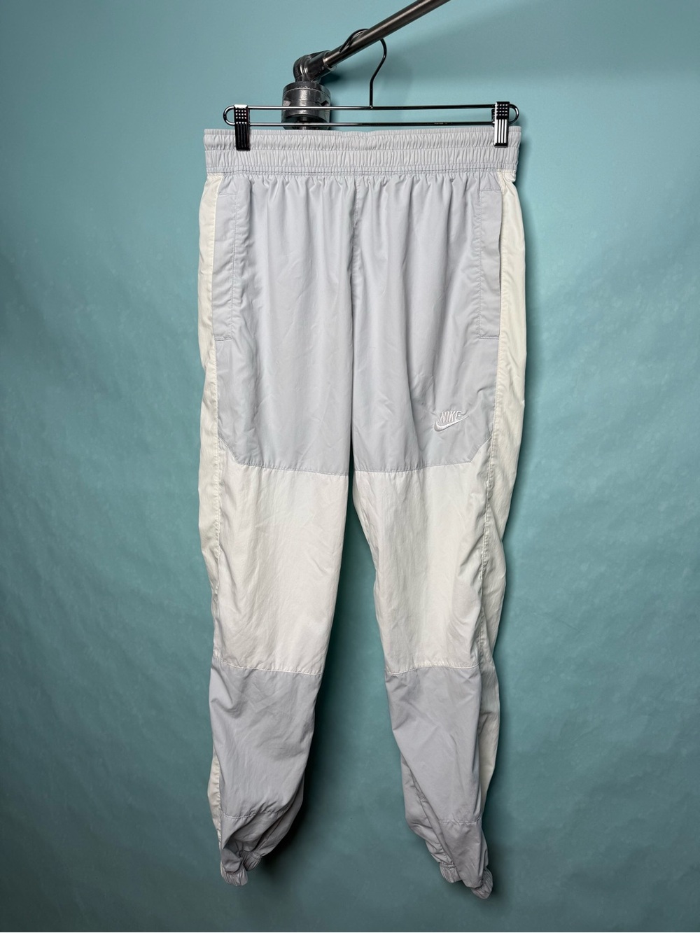 Nike Men's Light Gray and White Panel Track Joggers